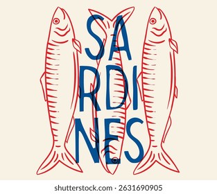 Seafood t shirt design. Sardines love club. In pure olive and lemon. Canned fish artwork. Sardines fish artwork for t shirt print, poster, sticker and other uses.