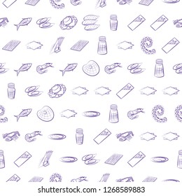 Seafood and Table setting set. Background for printing, design, web. Usable as icons. Seamless. Color.