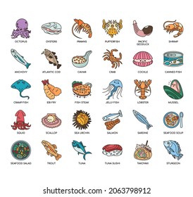 Seafood, Thin Line and Pixel Perfect Icons