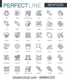 Seafood thin line web icons set. Fish food for restaurant menu outline stroke icons design.