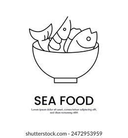 seafood thin outline icon vector design good for web or mobile app