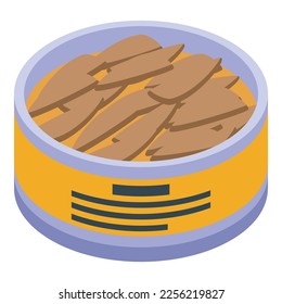 Seafood tin can icon isometric vector. Fish herring. Dry food