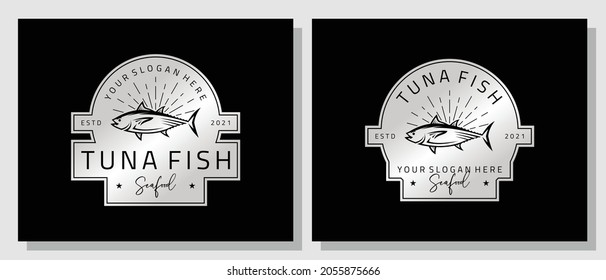 Seafood Tuna Fish Fresh Salmon Vintage Luxury Logo Design