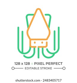 Seafood two color line icon. Squid meat. Marine food. Fish market. Fresh catch. Sea life. Gourmet meal bicolor outline symbol. Duotone linear pictogram. Isolated illustration. Editable stroke