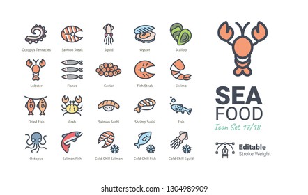 Seafood vector icons
