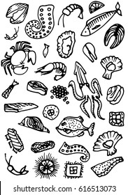 Seafood. Vector illustration. 