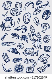 Seafood. Vector illustration.

