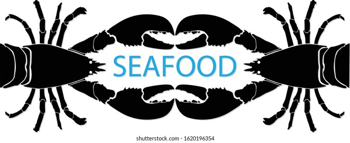 Seafood vector illustrations.Lobster Silhouette Icon on White Background. Vector - Vector