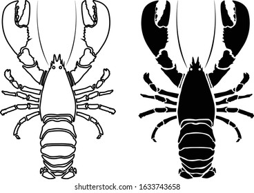 Seafood vector illustrations.Lobster Silhouette Icon on White Background. Vector - Vector