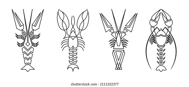 Seafood vector linear logo. Vector image of an lobster