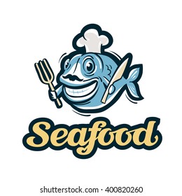 seafood vector logo. fish, fishing or restaurant icon