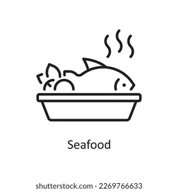 Seafood Vector Outline Icon Design illustration. Grocery Symbol on White background EPS 10 File