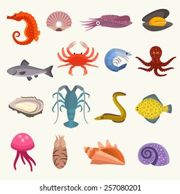 Seafood vector set