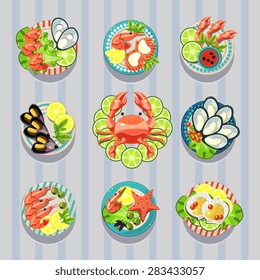 Seafood vector set