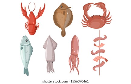Seafood Vector Set Isolated On White Background