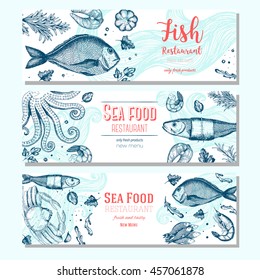 Asian Food Banner Set Linear Graphic Stock Vector (Royalty Free ...