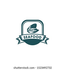 Seafood vintage vector logo design template