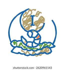 i seafood vitamin doodle icon sketch vector. i seafood vitamin sign. isolated symbol illustration