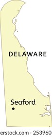 Localização da cidade de Seaford no mapa do estado de Delaware