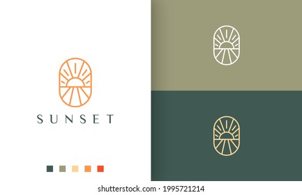 Seafront Or Beach Logo In Simple And Mono Line Style