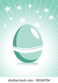 sea-green easter egg background with star and rays