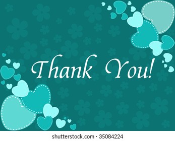 seagreen heart shape pattern thank you card