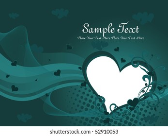 seagreen wave, dotted background with decorated heart