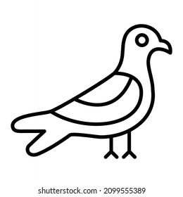 Seagul Vector Outline Icon Isolated On White Background
