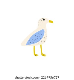 Seagull. Atlantic seabird. Marine Animal Vector illustration on white background.