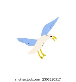 Seagull. Atlantic seabird. Marine Animal Vector illustration on white background.