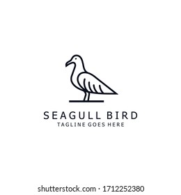 Seagull Bird Animal Beach Beautiful Outline Logo Design Vector