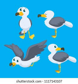 seagull bird cartoon set