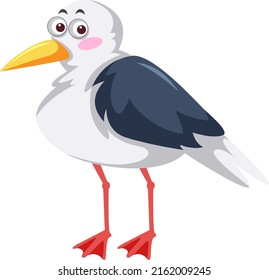 Seagull bird in cartoon style illustration