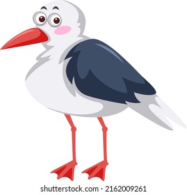 Seagull bird in cartoon style illustration