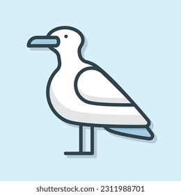 Seagull bird flat outlined icon