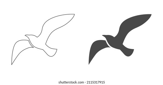 Seagull Bird Fly Outline Icon