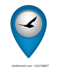 seagull, bird icon and map pin