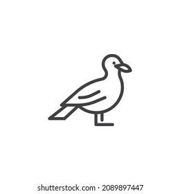 Seagull Bird Line Icon. Linear Style Sign For Mobile Concept And Web Design. Seagull Outline Vector Icon. Symbol, Logo Illustration. Vector Graphics