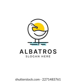 Seagull bird logo with simple minimalist lines