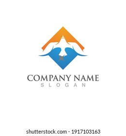 Seagull bird logo vector image template design