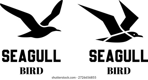 Silhuetas de aves gaivotas em voo duas aves voadoras
