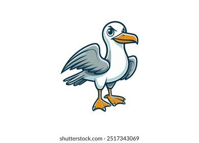 Seagull Bird Vector Illustration Art For Kids Books.