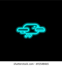 Seagull blue glowing neon ui ux icon. Glowing sign logo vector