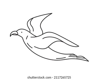 El pájaro de caricatura de gaviota aisló un ícono sobre fondo blanco. Ilustración vectorial.