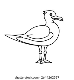 Seagull cartoon bird isolated on white background. Vector illustration.
