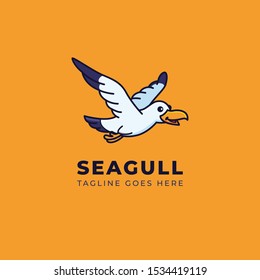 Seagull cartoon vector logo illustration