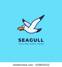 Seagull cartoon vector logo illustration