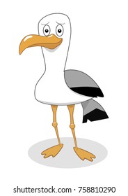 seagull character vector illustration in cartoon style