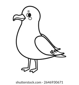  Seagull coastal bird vector illustration coloring page isolated on white background