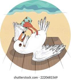 Seagull coffee lover vector illustration